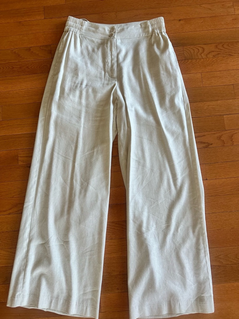 Forever 21 Wide-Leg Cream Trousers
